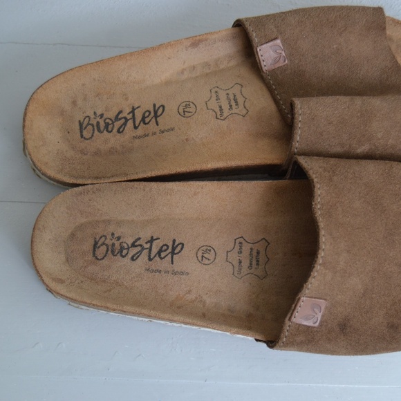 Biostep Tan Brown Sandals Women's 7.5 Made In Spain Slip On Shoes Casual - Picture 7 of 7
